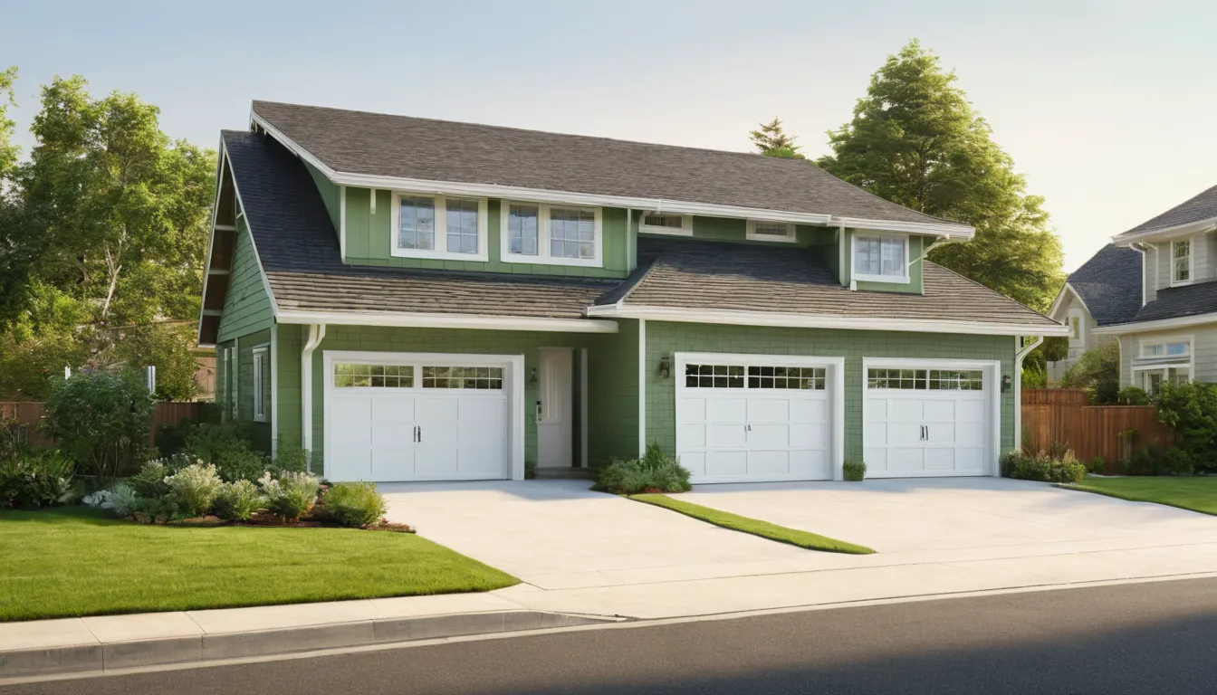 A tidy attached garage with a closed door on a home in Blaine